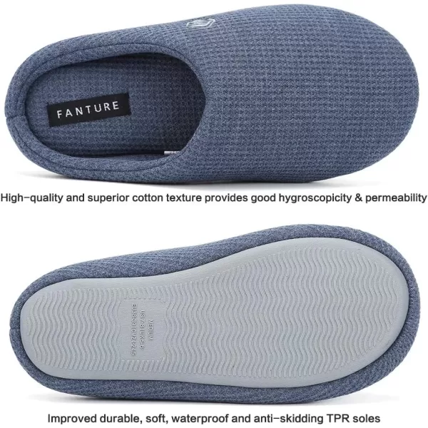 FANTURE Unisex Mens and Womens House Slippers Indoor Memory Foam Cashmere CottonBlend Knitted Autumn Winter AntiSlip U419WMT029Purple3839Navy Blue Cotton