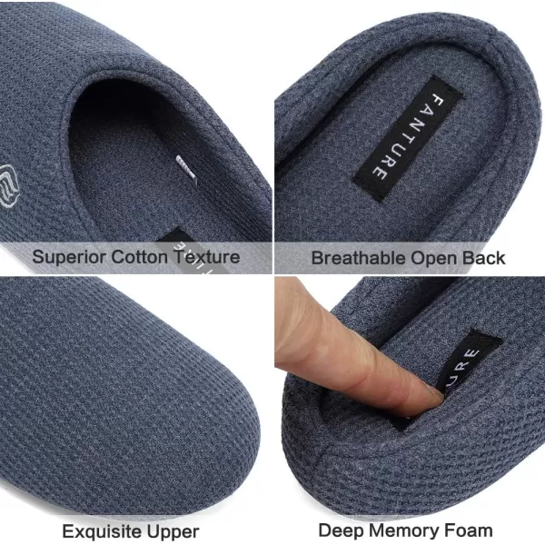 FANTURE Unisex Mens and Womens House Slippers Indoor Memory Foam Cashmere CottonBlend Knitted Autumn Winter AntiSlip U419WMT029Purple3839Navy Blue Cotton