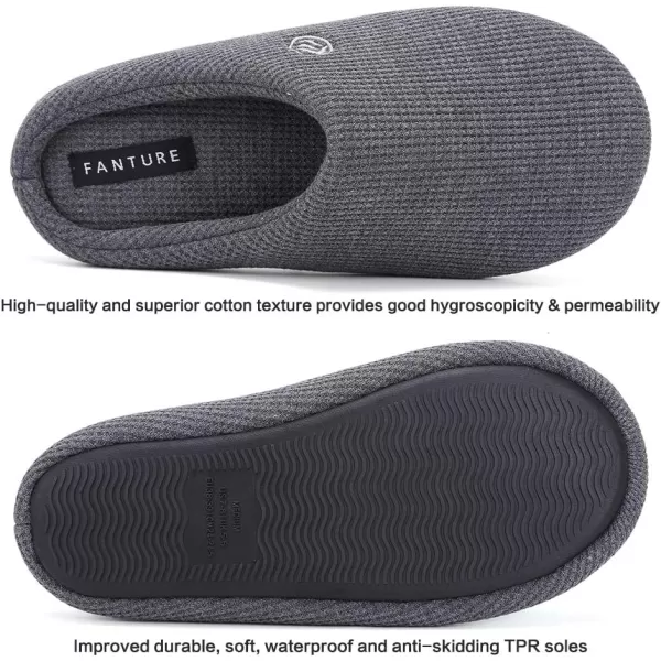 FANTURE Unisex Mens and Womens House Slippers Indoor Memory Foam Cashmere CottonBlend Knitted Autumn Winter AntiSlip U419WMT029Purple3839New Gray Cotton