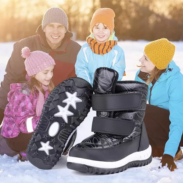 FANTURE Winter Snow Boots for Boy and Girl Outdoor with Fur LinedToddlerLittle Kids016yblack