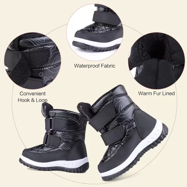 FANTURE Winter Snow Boots for Boy and Girl Outdoor with Fur LinedToddlerLittle Kids016yblack