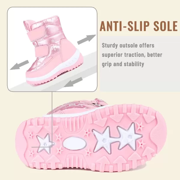 FANTURE Winter Snow Boots for Boy and Girl Outdoor with Fur LinedToddlerLittle Kids016ypink