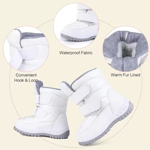 FANTURE Winter Snow Boots for Boy and Girl Outdoor with Fur LinedToddlerLittle Kids016ywhite