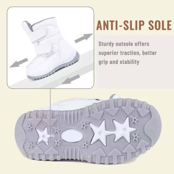 FANTURE Winter Snow Boots for Boy and Girl Outdoor with Fur LinedToddlerLittle Kids016ywhite