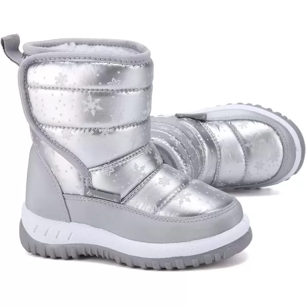 FANTURE Winter Snow Boots for Boy and Girl Outdoor with Fur LinedToddlerLittle Kids019snowsilver