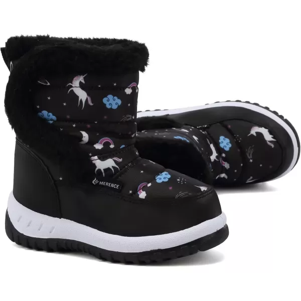 FANTURE Winter Snow Boots for Boy and Girl Outdoor with Fur LinedToddlerLittle Kids2105black