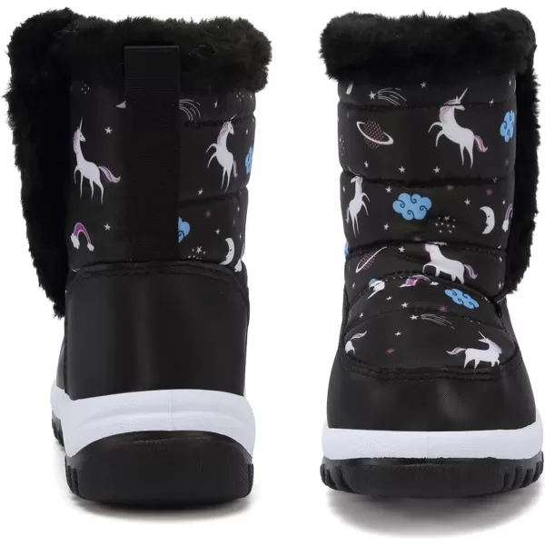 FANTURE Winter Snow Boots for Boy and Girl Outdoor with Fur LinedToddlerLittle Kids2105black