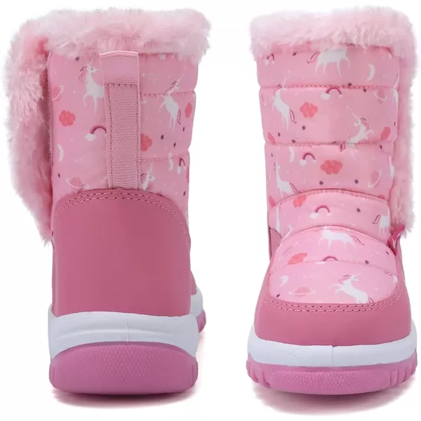 FANTURE Winter Snow Boots for Boy and Girl Outdoor with Fur LinedToddlerLittle Kids2105pink