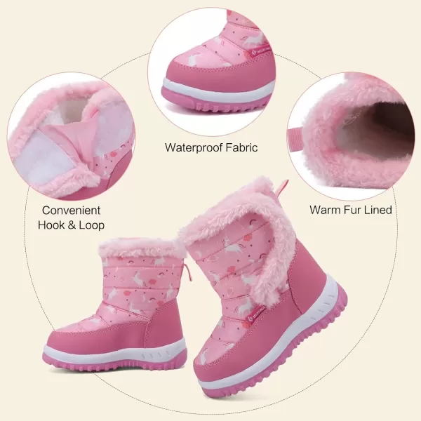 FANTURE Winter Snow Boots for Boy and Girl Outdoor with Fur LinedToddlerLittle Kids2105pink