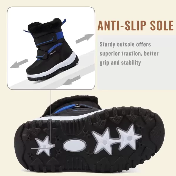 FANTURE Winter Snow Boots for Boy and Girl Outdoor with Fur LinedToddlerLittle Kids21black