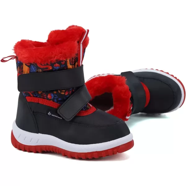 FANTURE Winter Snow Boots for Boy and Girl Outdoor with Fur LinedToddlerLittle Kids21dinosaur Red