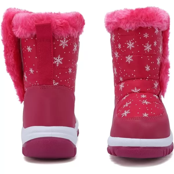 FANTURE Winter Snow Boots for Boy and Girl Outdoor with Fur LinedToddlerLittle Kids21snow Rose