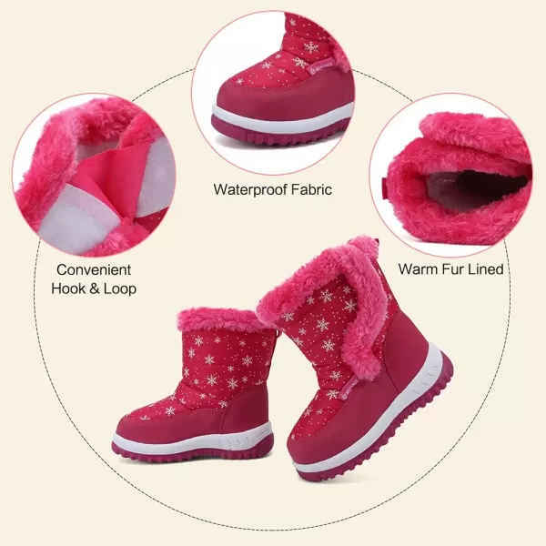 FANTURE Winter Snow Boots for Boy and Girl Outdoor with Fur LinedToddlerLittle Kids21snow Rose