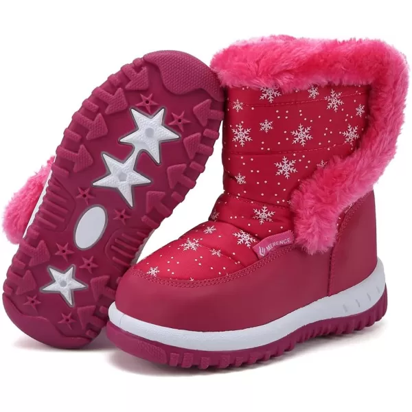 FANTURE Winter Snow Boots for Boy and Girl Outdoor with Fur LinedToddlerLittle Kids21snow Rose