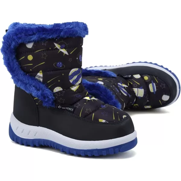 FANTURE Winter Snow Boots for Boy and Girl Outdoor with Fur LinedToddlerLittle Kids21space Black