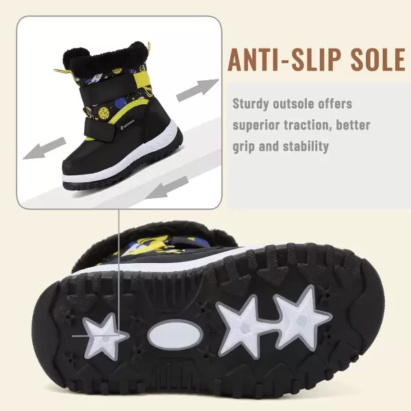 FANTURE Winter Snow Boots for Boy and Girl Outdoor with Fur LinedToddlerLittle Kids21space Yellow