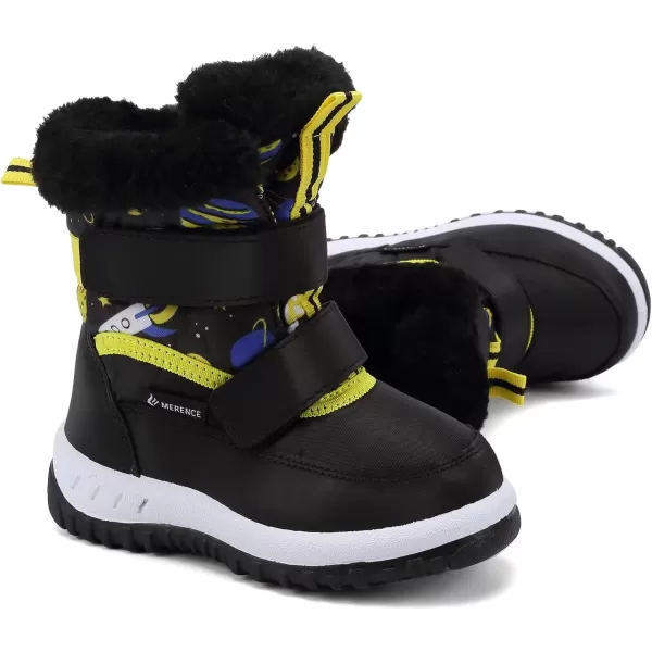 FANTURE Winter Snow Boots for Boy and Girl Outdoor with Fur LinedToddlerLittle Kids21space Yellow