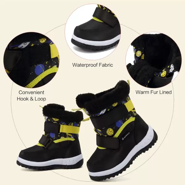 FANTURE Winter Snow Boots for Boy and Girl Outdoor with Fur LinedToddlerLittle Kids21space Yellow