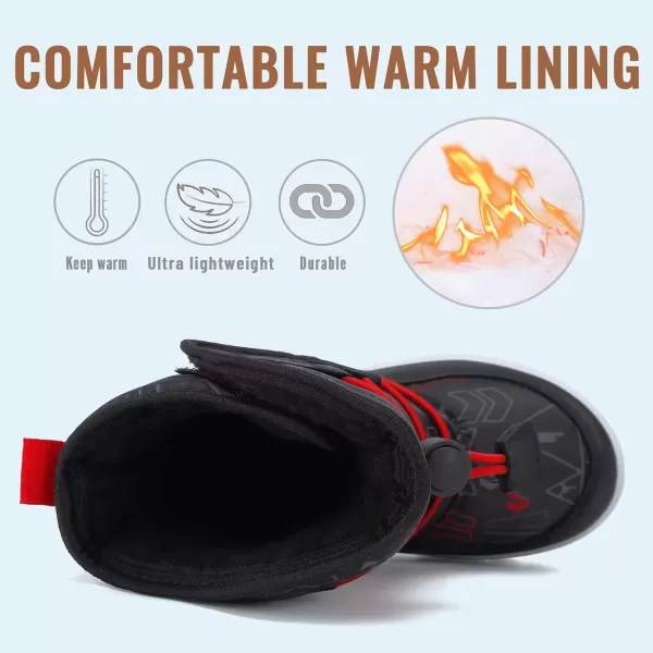 FANTURE Winter Snow Boots for Boy and Girl Outdoor with Fur LinedToddlerLittle Kids580blackred