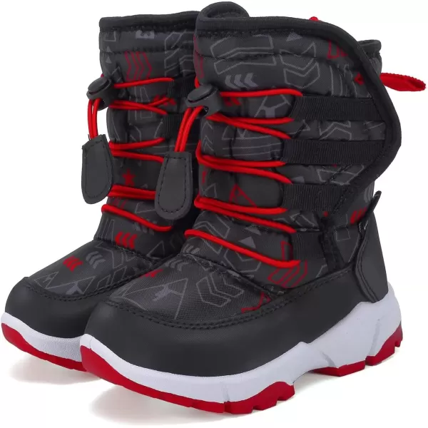 FANTURE Winter Snow Boots for Boy and Girl Outdoor with Fur LinedToddlerLittle Kids580blackred