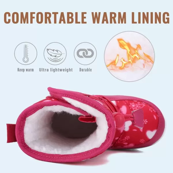 FANTURE Winter Snow Boots for Boy and Girl Outdoor with Fur LinedToddlerLittle Kids580rosered