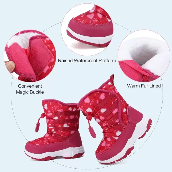 FANTURE Winter Snow Boots for Boy and Girl Outdoor with Fur LinedToddlerLittle Kids580rosered