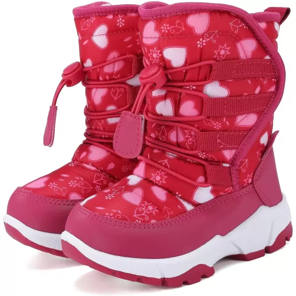 FANTURE Winter Snow Boots for Boy and Girl Outdoor with Fur LinedToddlerLittle Kids580rosered