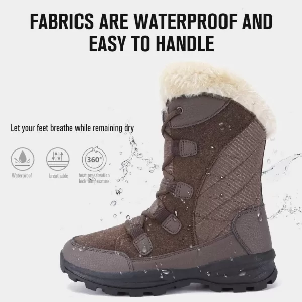 FANTURE Womens Waterproof MidCalf Snow Boot  Winter Thinsulate Insulation Warm Fur Lined  AntiSlip amp Lace Up Closure Cold Weather BootsBrown2020