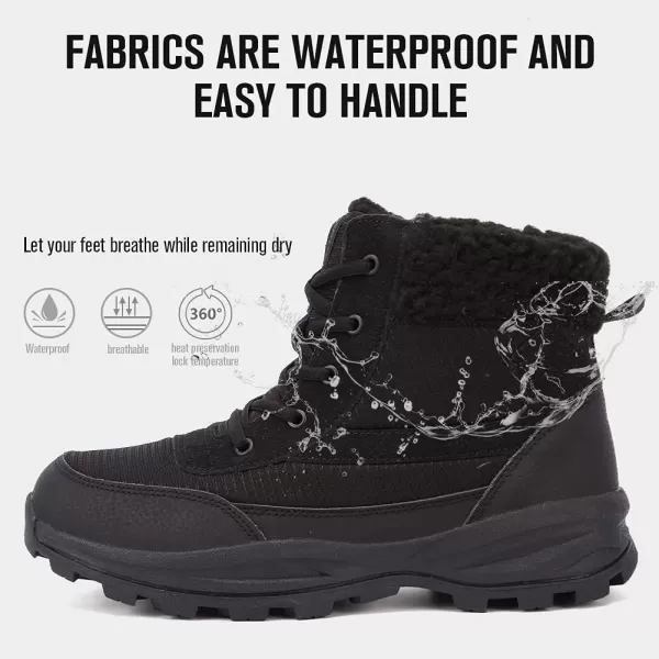 FANTURE Womens Waterproof MidCalf Snow Boot  Winter Thinsulate Insulation Warm Fur Lined  AntiSlip amp Lace Up Closure Cold Weather BootsDblack