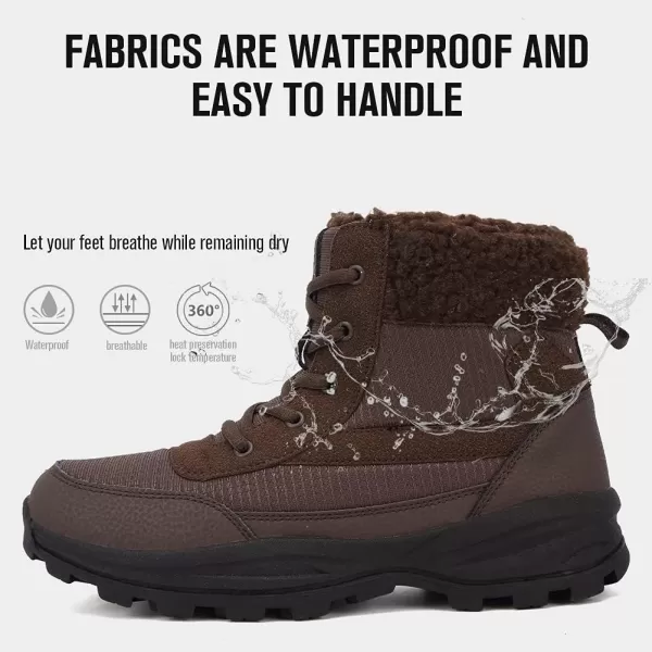 FANTURE Womens Waterproof MidCalf Snow Boot  Winter Thinsulate Insulation Warm Fur Lined  AntiSlip amp Lace Up Closure Cold Weather BootsDbrown