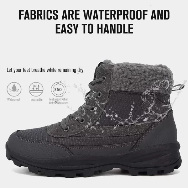 FANTURE Womens Waterproof MidCalf Snow Boot  Winter Thinsulate Insulation Warm Fur Lined  AntiSlip amp Lace Up Closure Cold Weather BootsDgray