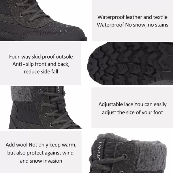 FANTURE Womens Waterproof MidCalf Snow Boot  Winter Thinsulate Insulation Warm Fur Lined  AntiSlip amp Lace Up Closure Cold Weather BootsDgray