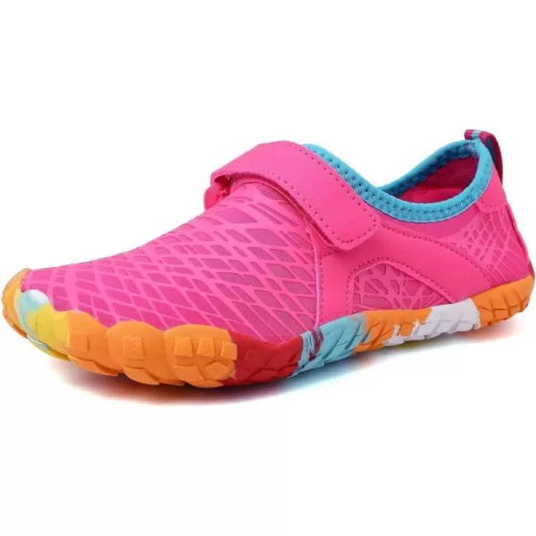 FANTURE Girls amp Boys Water Shoes Lightweight Comfort Sole Easy Walking Athletic Slip on Aqua SockToddlerLittle KidBig Kid625rosered