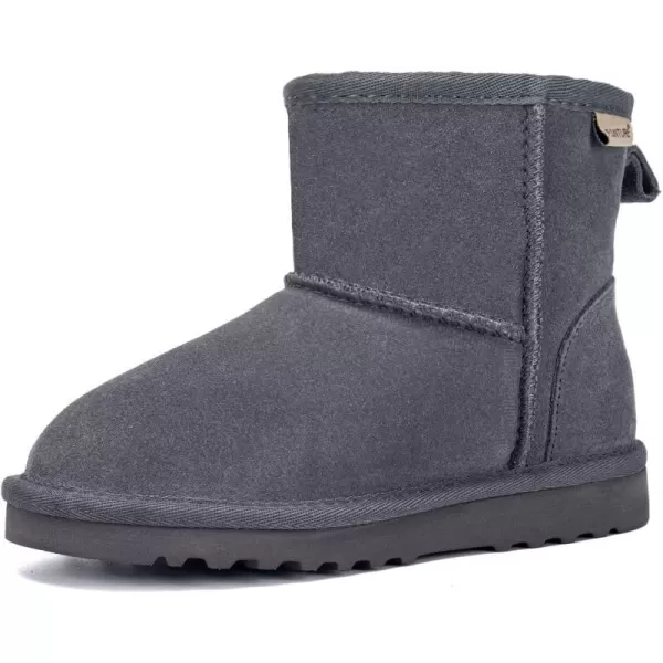 FANTURE Kids Snow Boots Boys Girls Winter Boots Cow Suede Warm Faux Fur Lined Durable ShoesLittle KidBig Kid902grey