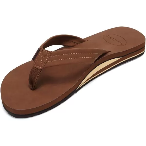 FANTURE Mens Sandals Arch Support Flip Flops with Wide Strap Orthotic Comfort Walk Thong Style Casual Slipper Indoor and OutdoorCoffee