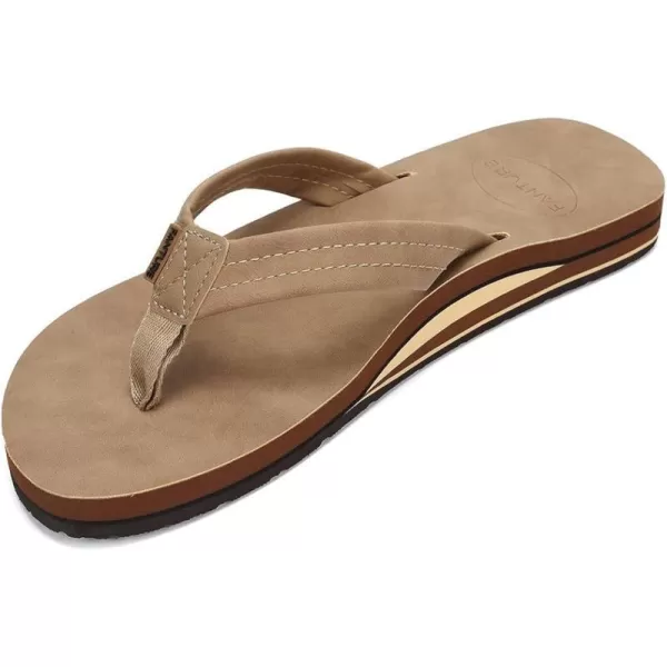 FANTURE Mens Sandals Arch Support Flip Flops with Wide Strap Orthotic Comfort Walk Thong Style Casual Slipper Indoor and OutdoorOlight Brown