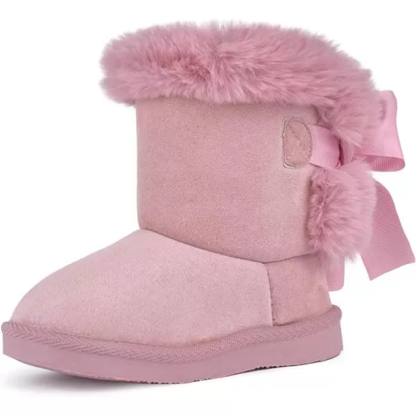 FANTURE Toddler Snow Boots for Girls Boys Winter Warm Fur Lined Kids Non Slip Outdoor Shoes ToddlerLittle Kid04pink