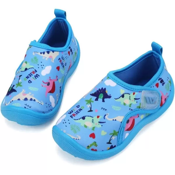 FANTURE Toddler Water Shoes Boys Girls Sandal Cute Aquatic Beach Swim Pool Water Park Aqua Sneakers Toddler amp Little Kid01dinosaur Lblue