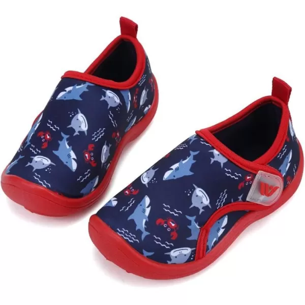 FANTURE Toddler Water Shoes Boys Girls Sandal Cute Aquatic Beach Swim Pool Water Park Aqua Sneakers Toddler amp Little Kid01shark Red