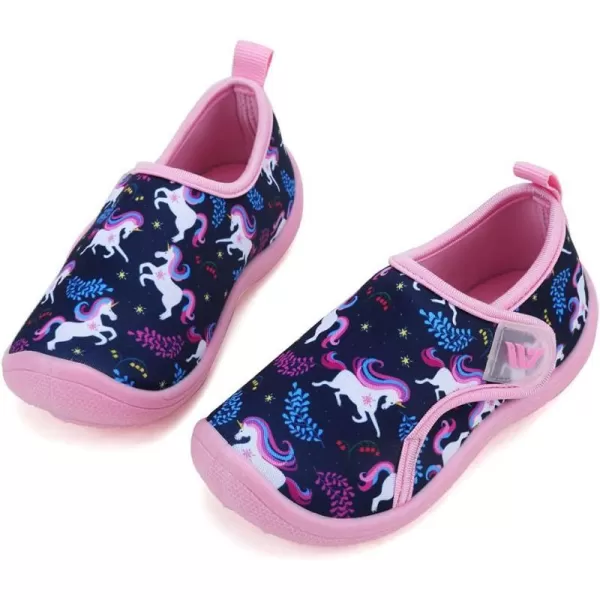 FANTURE Toddler Water Shoes Boys Girls Sandal Cute Aquatic Beach Swim Pool Water Park Aqua Sneakers Toddler amp Little Kid01uni Navypink