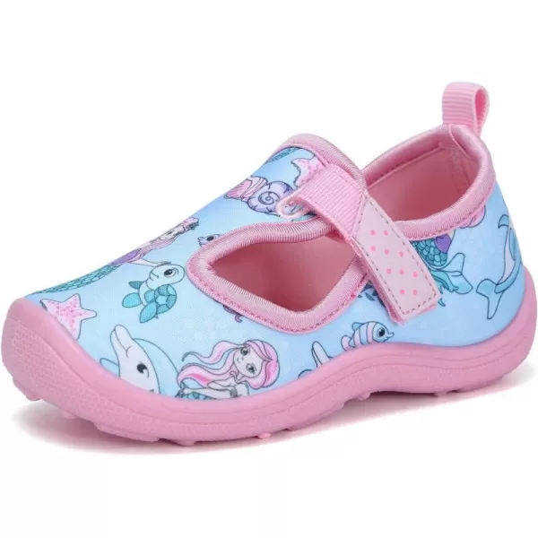 FANTURE Toddler Water Shoes Boys Girls Sandal Cute Aquatic Beach Swim Pool Water Park Aqua Sneakers Toddler amp Little Kid02bluepink