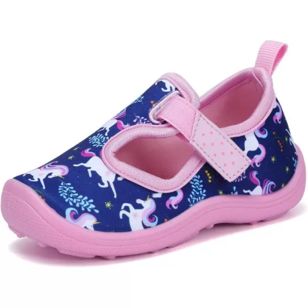 FANTURE Toddler Water Shoes Boys Girls Sandal Cute Aquatic Beach Swim Pool Water Park Aqua Sneakers Toddler amp Little Kid02navypink