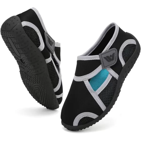 FANTURE Toddler Water Shoes Boys Girls Sandal Cute Aquatic Beach Swim Pool Water Park Aqua Sneakers Toddler amp Little Kid1blkgrey