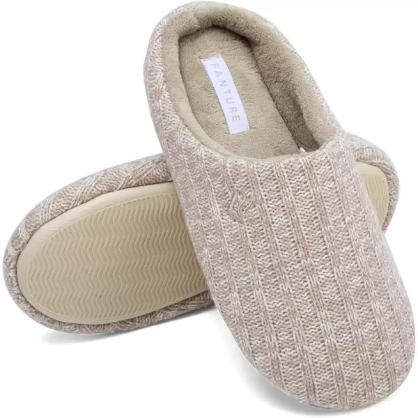 FANTURE Unisex Mens and Womens House Slippers Indoor Memory Foam Cashmere CottonBlend Knitted Autumn Winter AntiSlip U419WMT029Purple3839Khaki Cashmere