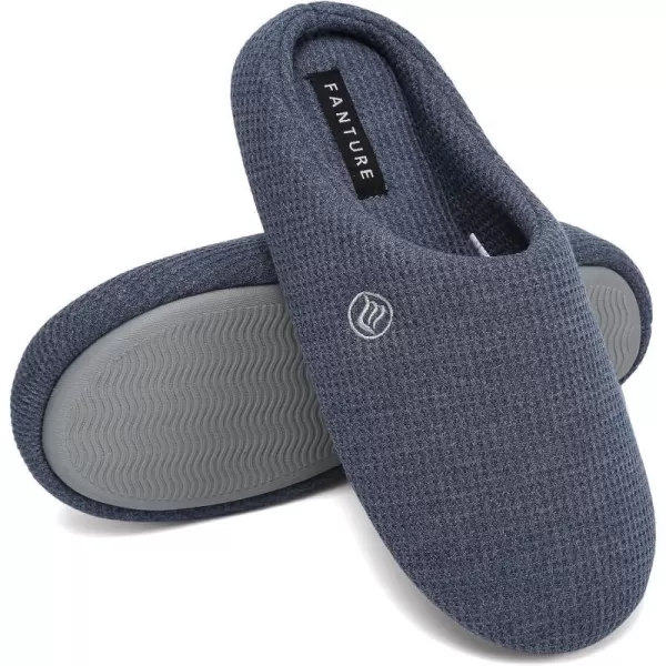 FANTURE Unisex Mens and Womens House Slippers Indoor Memory Foam Cashmere CottonBlend Knitted Autumn Winter AntiSlip U419WMT029Purple3839Navy Blue Cotton