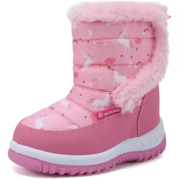 FANTURE Winter Snow Boots for Boy and Girl Outdoor with Fur LinedToddlerLittle Kids2105pink