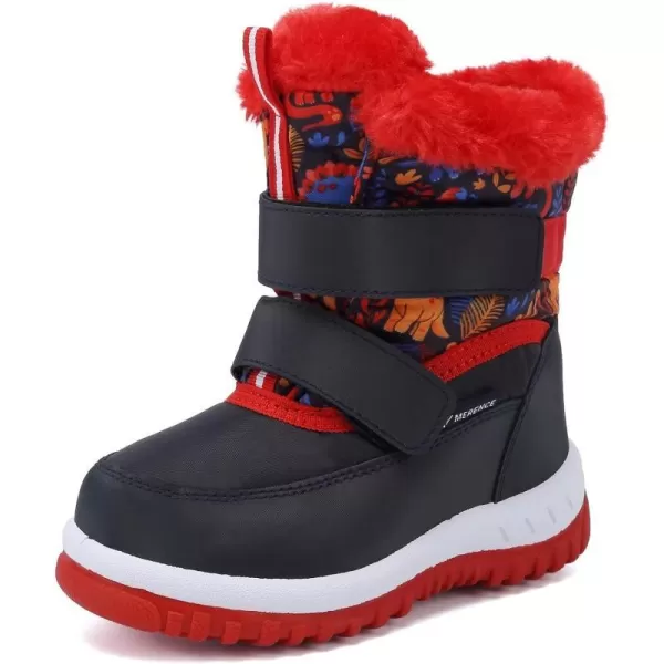 FANTURE Winter Snow Boots for Boy and Girl Outdoor with Fur LinedToddlerLittle Kids21dinosaur Red