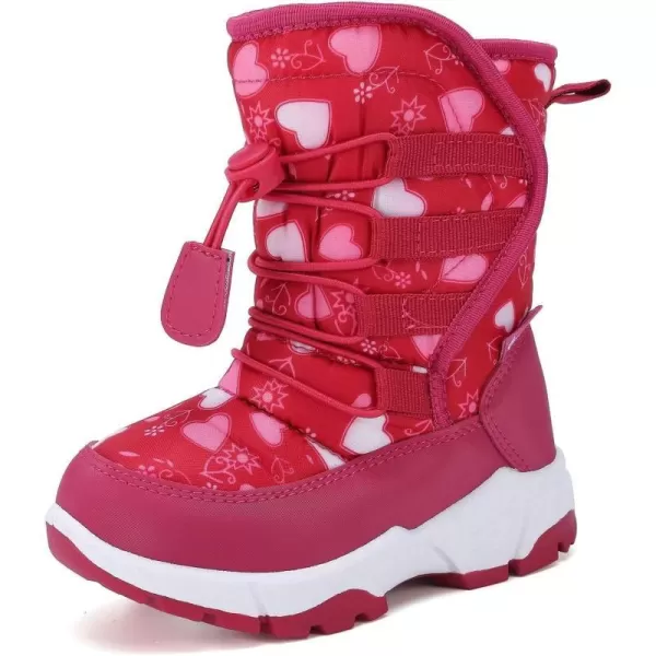 FANTURE Winter Snow Boots for Boy and Girl Outdoor with Fur LinedToddlerLittle Kids580rosered