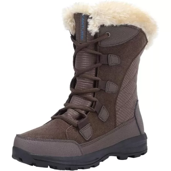 FANTURE Womens Waterproof MidCalf Snow Boot  Winter Thinsulate Insulation Warm Fur Lined  AntiSlip amp Lace Up Closure Cold Weather BootsBrown2020