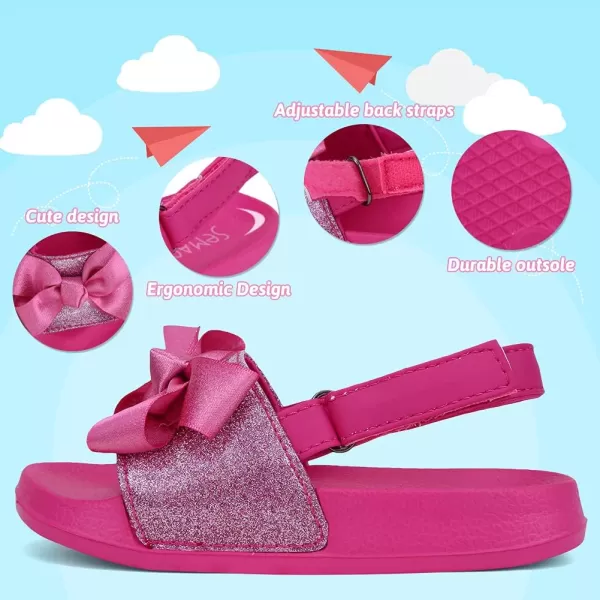 FANTURE Toddler Boys ampamp Girls Slides Sandals BeachPool Slippers NonSlip Kids Water ShoesButterfly Pink